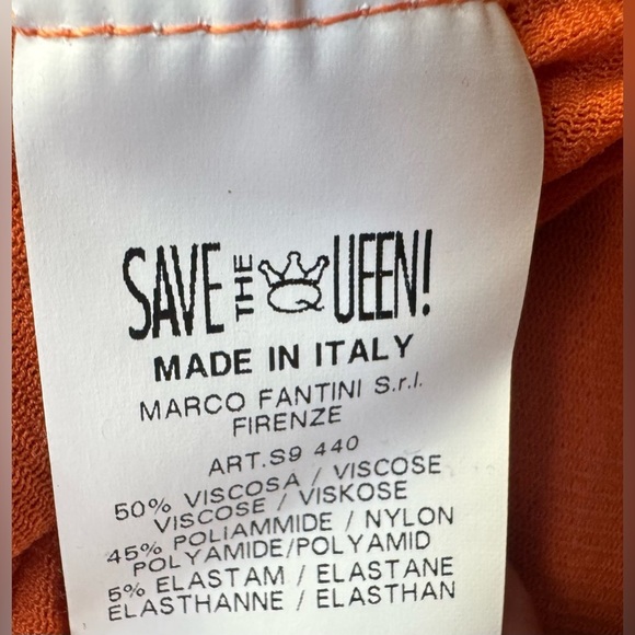 NWT SAVE THE QUEEN Made in Italy Dress Camel Safari Orange Size L Pendant Mini - Picture 8 of 8